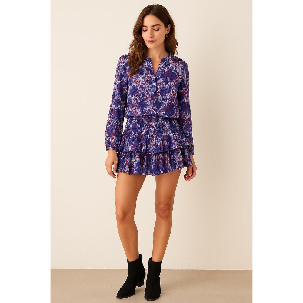 Isabel Marant Etoile Set Naomi Blouse Mini Maria Skirt Purple Floral 36 44